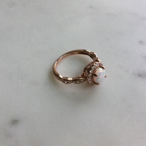 Sale $18! Rose Gold Plated over .925 Sterling Silver Lab created Opal Ring - Picture 4 of 16
